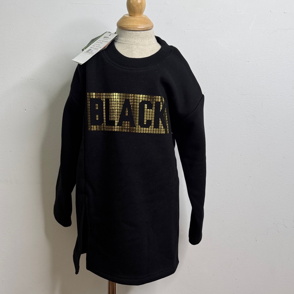 Stylish Black Kids Sweatshirt with Gold Print